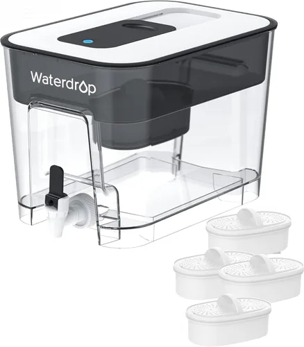 Miniatura 12 de Waterdrop Dispensador de filtro de agua alcalina, grande de 40 tazas, saludable, limpia y libre de toxinas, agua alcalina mineralizada, 100 galones