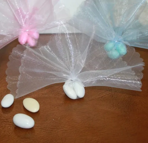 Tul italiano con confeti de almendras de Jordania para baby shower/recuerdos de boda, juego de 10 recuerdos (azul)