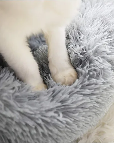Miniatura 7 de Cama redonda de felpa suave moderna para gatos o perros pequeños, cama de tamaño mini o mediano para perros y gatos, auto-calentable, para otoño