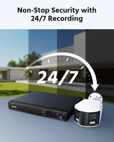 Miniatura 7 de ANNKE Sistema de cámara de seguridad PoE 4K con lente dual, vista panorámica de 180°, NVR H.265+ de 12MP con disco duro de 2 TB, 4 cámaras IP