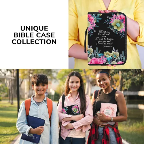 Miniatura 15 de DEHITE Funda para la Biblia para mujer, fundas de tela prémium para la Biblia para niñas, bolsa de transporte para mujer, ranuras para bolígrafos