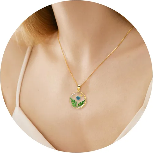 Miniatura 25 de Pressed Flower Necklace Gift for Women Personalized Handmade Necklaces Birth Flower Necklace