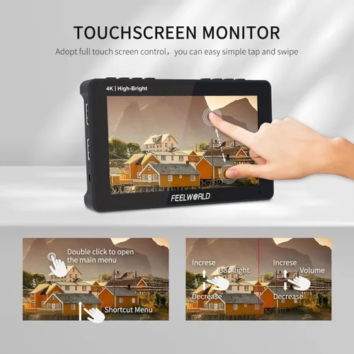 Miniatura 3 de FEELWORLD 5.5 pulgadas 1600nit cámara monitor de campo ultra brillante 4K HDMI monitor de vídeo pantalla táctil DSLR monitor F970 instalación