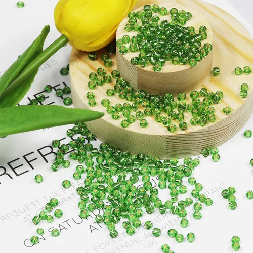 Miniatura 127 de Cuentas de semillas doradas transparentes de 4 mm al por mayor para hacer joyas, 110 gramos, aproximadamente 1600 piezas, cuentas de vidrio 6/0