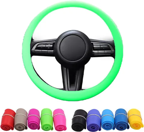 Miniatura 17 de Protector de Volante de Silicona Fresco Antideslizante, Funda Protectora de Volante, Funda Antideslizante para Volante de Coche, Funda de Volante
