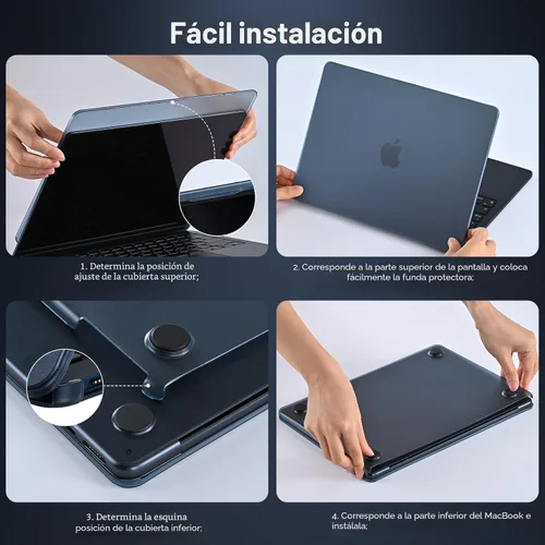 Miniatura 7 de BlueSwan Funda para MacBook Air de 13 pulgadas, M5 M4 M3 M2 2026-2022 A3449 A3240 A3113 A2681, 100% color oficial, resistente a los arañazos, fácil