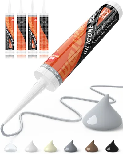 Miniatura 11 de WELLUCK Masilla de Silicona Color Almendra, Sellador de Silicona para Calafateo 100% Impermeable, Cartucho Flexible Adhesivo para Cocina, Baño