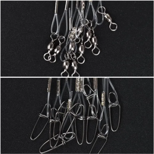 Miniatura 3 de Líderes de pesca de fluorocarbono 100% de 50 libras, 10/20 unidades, agua salada/agua dulce, línea líder de fluorocarbono de 20 pulgadas con giro