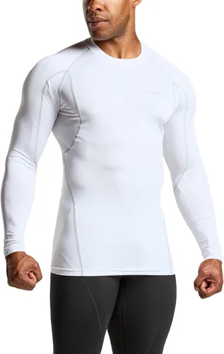 Miniatura 2 de TSLA - Paquete de 1 o 3 camisas de compresión de manga larga FPU 50+ para hombre, camisa de entrenamiento atlético, protector de erupción