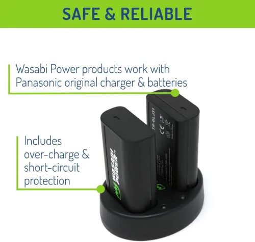 Miniatura 4 de Wasabi Power Batería (paquete de 2) y cargador USB dual para cámaras sin espejo Panasonic DMW-BLJ31 y Panasonic Lumix DC-S1, DC-S1H, DC-S1R, LUMIX S