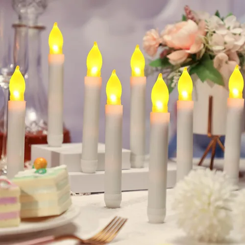 Miniatura 3 de Macarrie 108 Piezas Velas Cónicas LED Sin Llama que Funcionan con Batería, Velas Eléctricas de Luz Parpadeante Portátiles Candelabros, Decoración