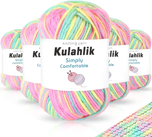 50g (1x50g) Hilo Acrílico para Crochet y Tejido, Hilo Degradado Colorido, 1 Rollo de Madejas, Hilo Acrílico Multicolor, Perfecto para Proyectos de