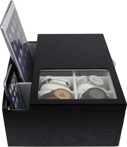 Miniatura 3 de Alta calidad Executive Man 's Valet de madera caja de almacenamiento
