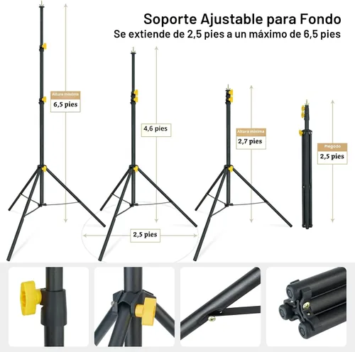 Miniatura 5 de LINCO Lincostore Kit de soporte para fondo de estudio fotográfico ajustable 10x6.5 pies con sistema de soporte de fondo para fotografía y bolsa