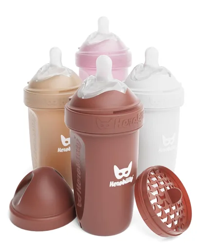 Miniatura 16 de Herobility - Biberones dobles anticólicos para bebé – 240 ml/8.5 fl oz – paquete de 3 – Melocotón A7) Melocotón