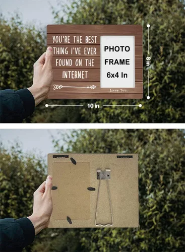Miniatura 4 de FONDCANYON Marco de fotos con texto en inglés "You Are the Best Thing I've Ever Found on the Internet", marco de fotos para parejas, regalos