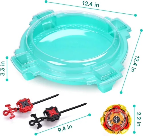 Miniatura 4 de COCOFOX Battling Top Burst Conjunto de Juguetes - Juego completo de batalla con estadio, 6 trompos de batalla y 2 lanzadores, juguetes para niños