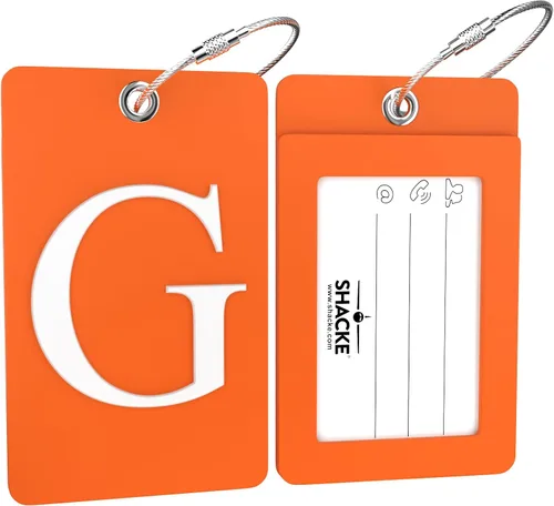 Miniatura 257 de Etiqueta de equipaje con inicial, totalmente flexible, con aro de acero inoxidable, letra G