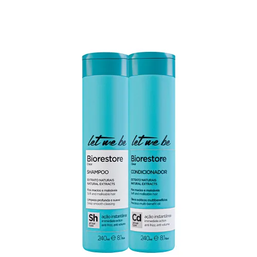 Let Me Be Biorestore Clear Duo - Set de champú y acondicionador (2 x 8.1 fl oz / 8.1 fl oz), cuidado diario del cabello antiencrespamiento y