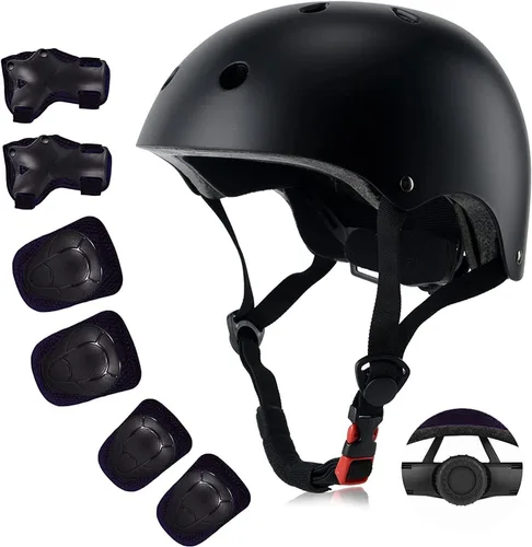 Miniatura 13 de Juego de casco de bicicleta para niños, certificado por la CPSC con rodilleras, coderas, muñequeras, casco ajustable para edades de 3-5-8-15 años
