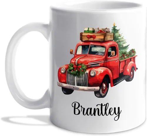 Miniatura 13 de Taza de café de Papá Noel con nombre personalizado – Taza de Papá Noel personalizada, 11 onzas y 15 onzas, bonita taza de cerámica blanca regalo