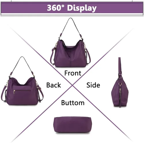 Miniatura 6 de VONXURY - Bolso de mano de piel sintética para mujer, bolso de hombro grande con bolsillos laterales para trabajo y viajes
