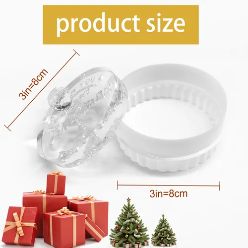 Miniatura 2 de Sello de galletas de Navidad personalizado con apellido, sellos de galletas personalizados con asa para hornear regalos de cortador de acrílico