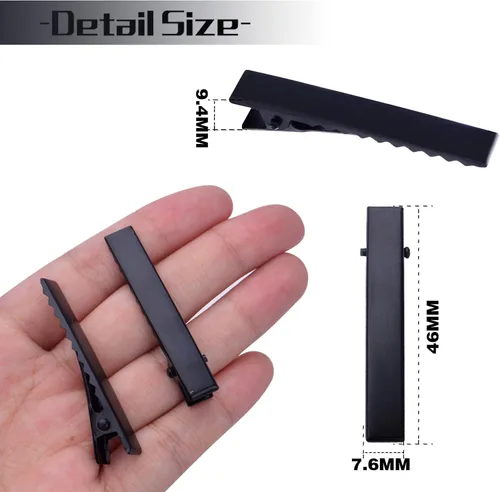 Miniatura 3 de 100 pinzas de metal para el cabello de cocodrilo, parte superior plana con dientes, horquillas de una sola punta, pinzas de peluquería para mujeres