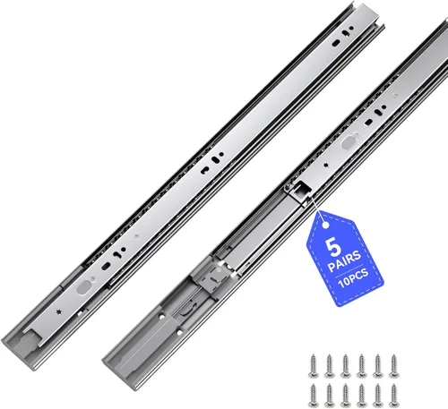 LONTAN - Guías deslizantes para cajón, rieles resistentes de cierre suave, con rodamiento de bolas de metal y extensión completa, 5 pares, 22 Cierre