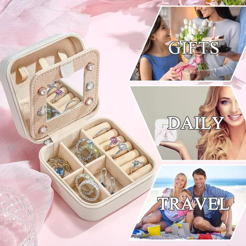 Miniatura 7 de Parima - Joyero de viaje para mujer, regalo de cumpleaños, graduación, Día de la Madre y Día del Maestro, para mujeres y niñas, blanco, letra D