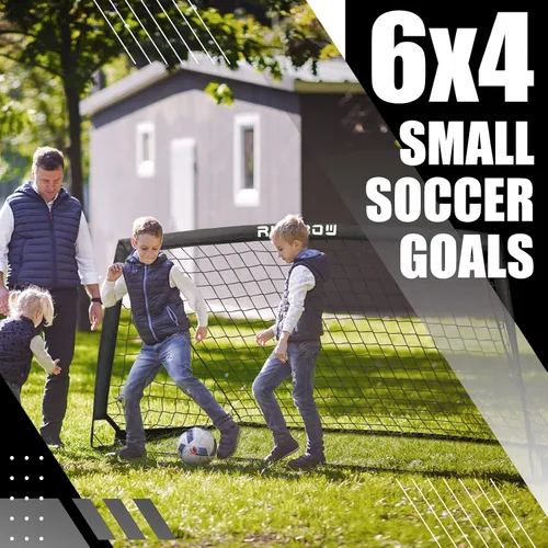 Miniatura 6 de Portería de fútbol infantil de 6 x 4 pies con bolsa de transporte, red de fútbol plegable portátil para entrenamiento de práctica en el patio