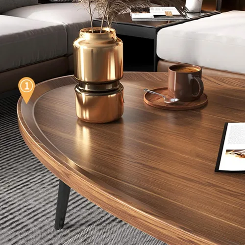 Miniatura 6 de Mesa de centro de madera rústica, mesa de centro ovalada de nogal, mesa de centro moderna para sofá, mesas auxiliares para sala de estar, hogar