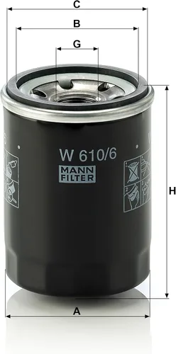 Miniatura 3 de MANN-FILTER W 610/6 Filtro de aceite - para automóviles + vehículos de transporte