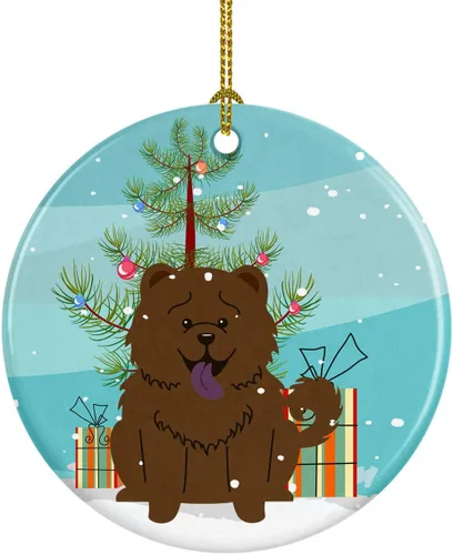 Miniatura 10 de Caroline's Treasures Adorno de cerámica para árbol de Navidad, Laika Spitz de Siberia Occidental, decoración colgante para árbol de Navidad