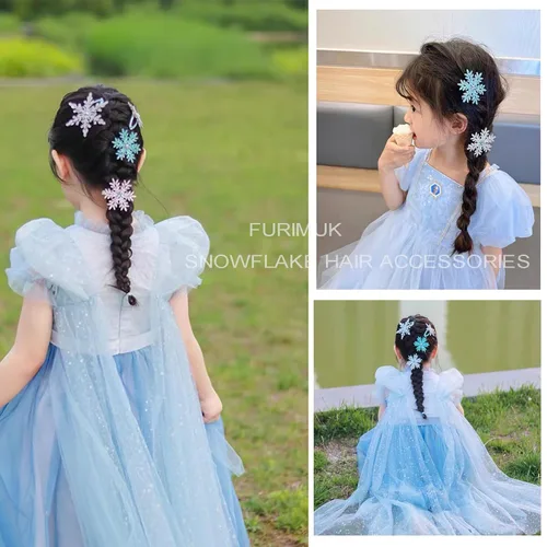 Miniatura 3 de Accesorios para el cabello de princesa: pasadores, lazos y horquillas de copo de nieve con purpurina para mujeres y niñas, regalos de fiesta