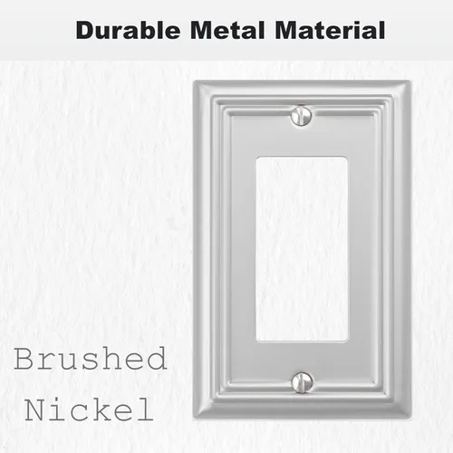 Miniatura 3 de OKAWYC Cubierta de Interruptor de Luz Decorativa Individual Adler de Metal para Pared, Paquete de 4 Níquel Cepillado 1 Gang Single Rocker