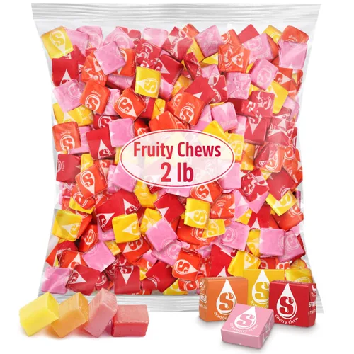 Golosinas masticables de fruta, paquete de 2 libras de golosinas Starbrst a granel, envueltas individualmente para mantenerlas frescas y compartir