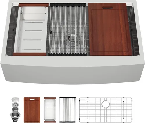 Miniatura 12 de Sarlai Fregadero de cocina de 30 unidades color negro, 30 x 22 pulgadas, fregadero de cocina de 30 x 22 pulgadas, fregadero de cocina de acero Acero