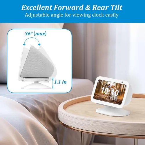 Miniatura 3 de PlusAcc Soporte para Echo Show 5 (3ª generación), soporte de inclinación ajustable, accesorios de soporte de mesa magnéticos compatibles con modelos
