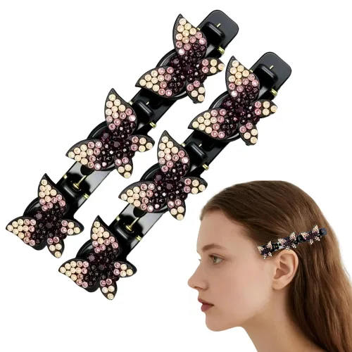 Miniatura 26 de Pinzas de pelo trenzadas con piedra de cristal brillante, pinza para el cabello para mujer, pinzas de pelo corto con pico de pato, clip de pelo