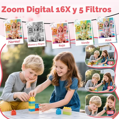 Miniatura 7 de Cámara digital, FHD 4K Cámara digital de apuntar y disparar con zoom de 16X antivibración, cámara pequeña compacta de 48 MP con tarjeta de 32 GB