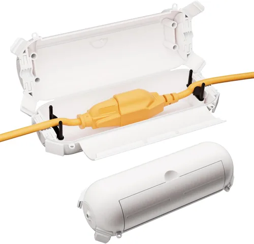 Miniatura 10 de RESTMO Paquete de 2 fundas compactas para cable de extensión para exteriores, caja impermeable IP44 y funda de seguridad, ideal para proteger