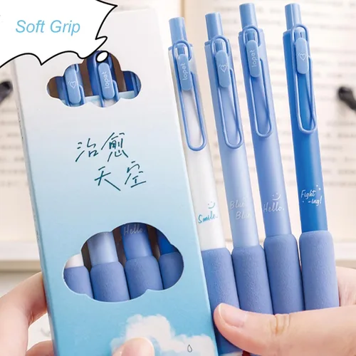 Miniatura 3 de MOZXIRZ 4 unidades de bolígrafos de gel con tinta retráctiles, bonitos bolígrafos de 0,5 mm de punta de bola, suministros de oficina y escuela