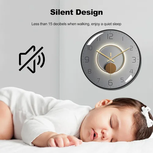 Miniatura 4 de ErgoCar Reloj de pared silencioso moderno de arte deco metálico - Sin tictac y adecuado para sala de estar y dormitorio