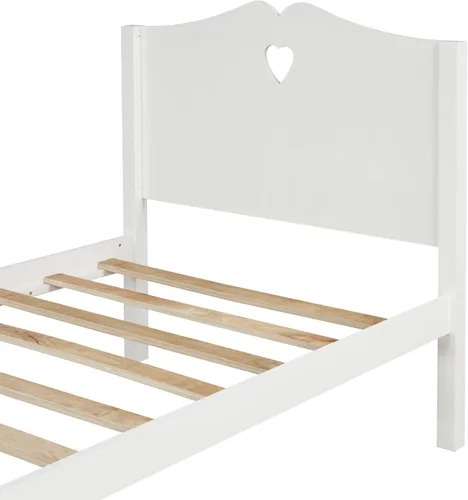 Miniatura 9 de Harper & Bright Designs Base de cama individual con cabecero y estribo, cama de madera tamaño individual con soporte de listones de madera