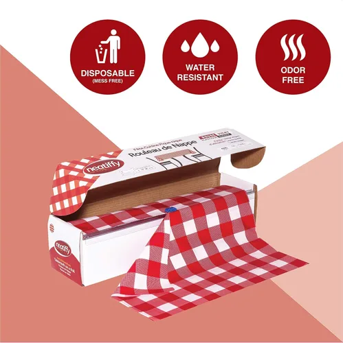 Miniatura 8 de Neatiffy Rollo de mantel de plástico desechable Mantel impermeable de 54 pulgadas x 108 pies Mantel para mesas rectangulares, cuadradas