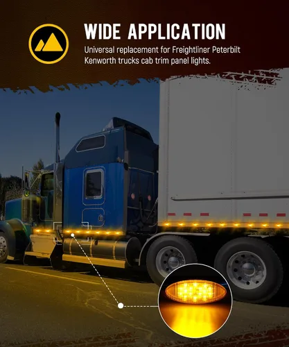 Miniatura 3 de Partsam Peterbilt Kenworth Freightliner - 10 luces LED de 6.5 pulgadas, color ámbar ovalado, 16 luces laterales con bisel cromado de repuesto
