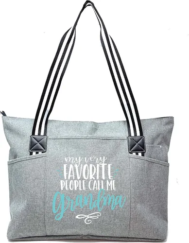 Miniatura 93 de Brooke & Jess Designs Bolso de mano para la abuela – Bolso de lona resistente con cremallera y bolsillo interior para la abuela para uso diario