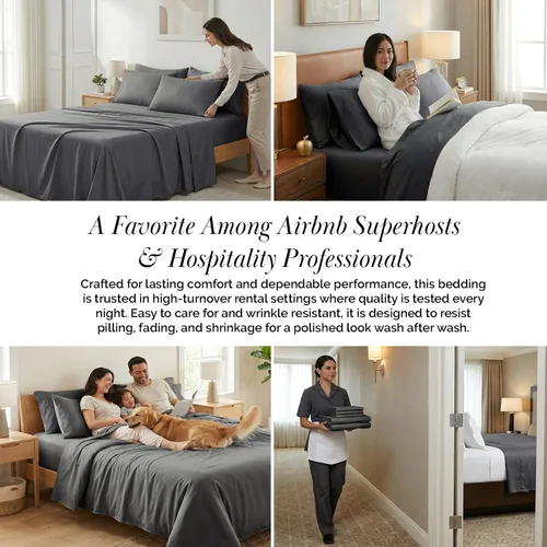 Miniatura 6 de Southshore Fine Living, Inc. Juego de 7 piezas de sábanas King divididas para cama ajustable, juego de sábanas King divididas con bolsillo de 21