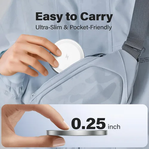 Miniatura 7 de Cargador inalámbrico magnético: 15W Qi Fast Portable Slim Charger Puck para iPhone 17e 17 Air 17 Pro Max 16 15 14 13 12 Series S26 y AirPods 4 3 2